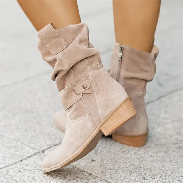 Retro Casual Laarzen met Ritssluiting